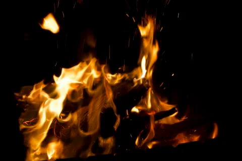 Fire at night. Stock Photos