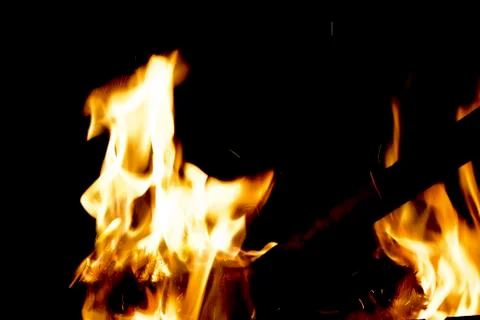 Fire at night. Stock Photos
