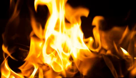 Fire at night. Stock Photos