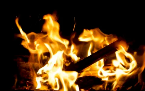 Fire at night. Stock Photos
