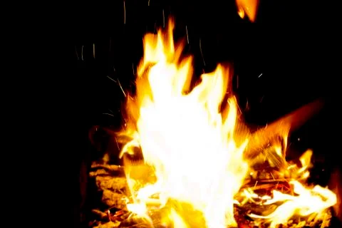 Fire at night. Stock Photos