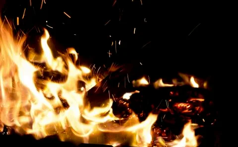 Fire at night. Stock Photos