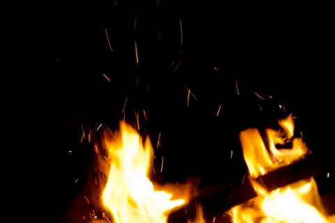 Fire at night. Stock Photos