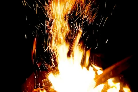 Fire at night. Stock Photos