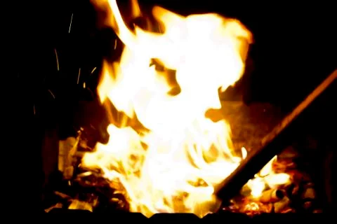 Fire at night. Stock Photos