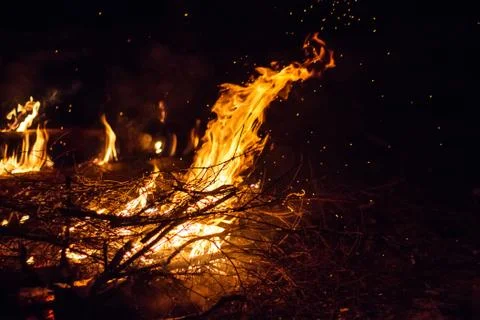 Fire in the night Stock Photos