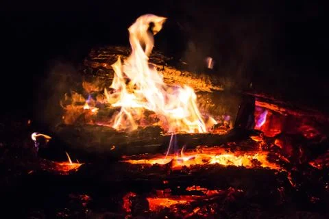 Fire in the night Stock Photos
