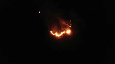 Fire at night on the prairie Stock Footage 170761751