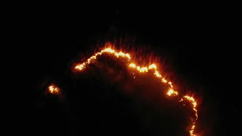 Fire at night on the prairie Stock Footage 170761850