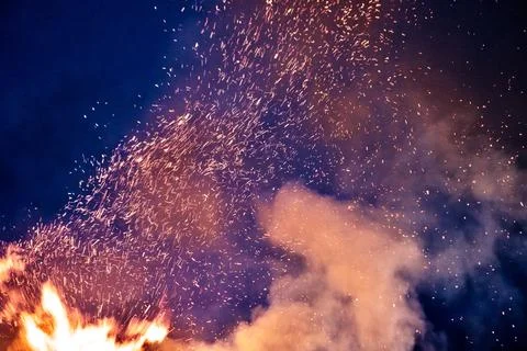 Fire in the night sky Stock Photos