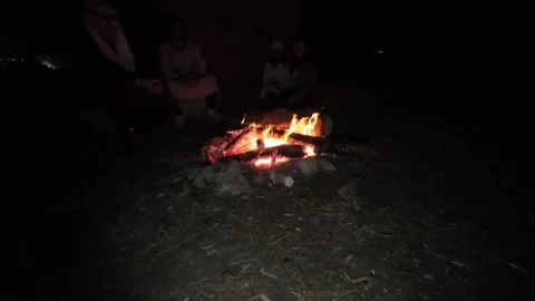 Fire in the night slow motion Stock Footage 297195169