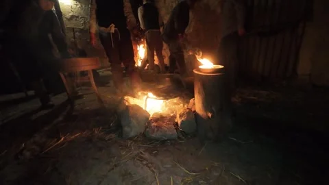 Fire in the night slow motion Видео 297200184