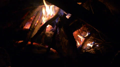 Fire at night tracking Video stock 38059943