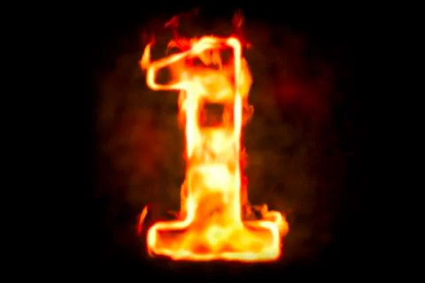 Fire number 1 of burning flame light, 3D rendering Illustrazione stock