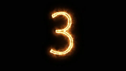 Fire number 3 of burning flame. Number three made from fire flame. Vídeo Stock 136447937
