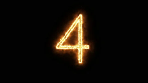 Fire number 4 of burning flame. Number four made from fire flame. 스톡 동영상 136448756