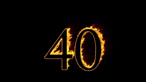 Fire number 40 on black background Stock Footage 76257944
