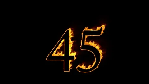 Fire number 45 on black background Stock Footage 76258008