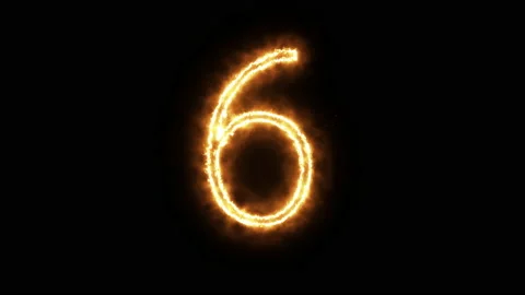 Fire number 6 of burning flame. Number six made from fire flame. Stock-Footage 136448832