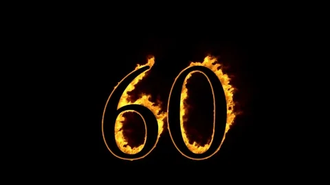 Fire number 60 on black background Stock Footage 76261518
