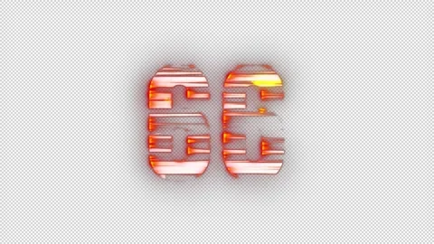Fire number 66 with glitch effect and alpha channel, number sixty six Stock Footage 278179376