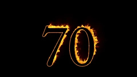 Fire number 70 on black background Stock Footage 76285684