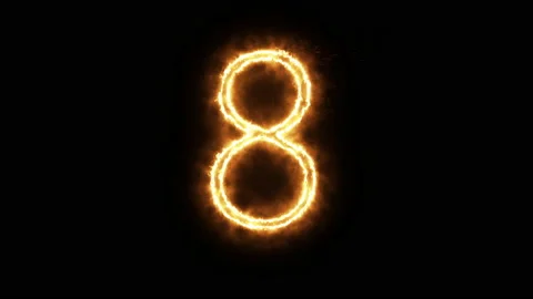 Fire number 8 of burning flame. Number eight made from fire flame. Vídeo Stock 136448844