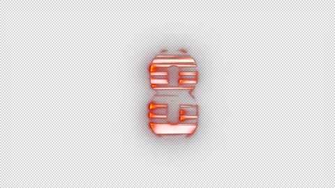 Fire number 8 with glitch effect and alpha channel, number eight Stock Footage 278023119