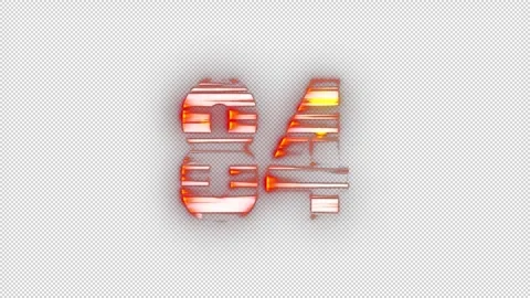 Fire number 84 with glitch effect and alpha channel, number eighty four 스톡 동영상 278185993
