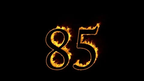 Fire number 85 on black background Stock Footage 76288527