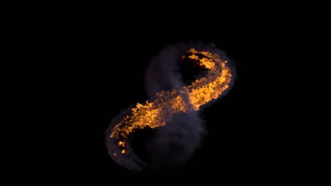 Fire number eight on the black background. 3d rendering Stock Footage 133926770
