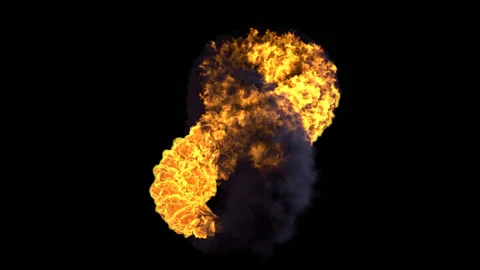 Fire number eight on the black background. 3d rendering Stock Footage 134071361