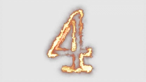 Fire number four on alpha channel background. Stock Footage 144023504