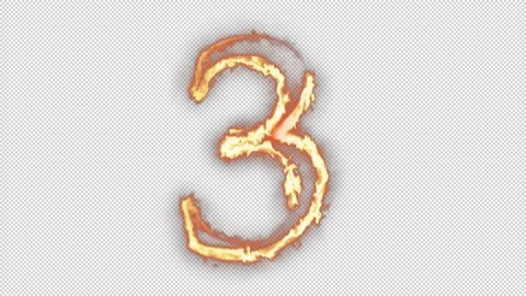 Fire number three on alpha channel background. Stock Footage 144023370