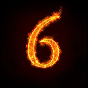 Fire numbers, 6 Stock Illustration