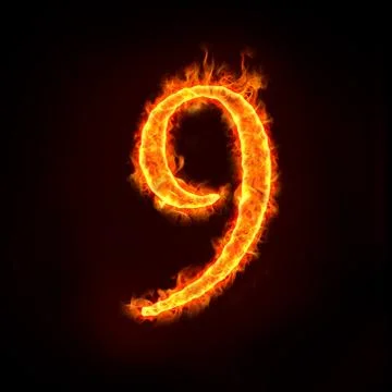 Fire numbers, 9 Stock Illustration