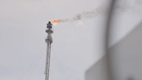 Fire from an oil refinery Stock Footage 71124686