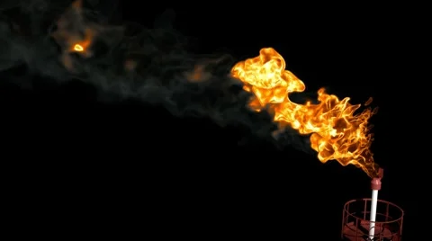 Fire on oil rig, Loopable, Alpha Stock Footage