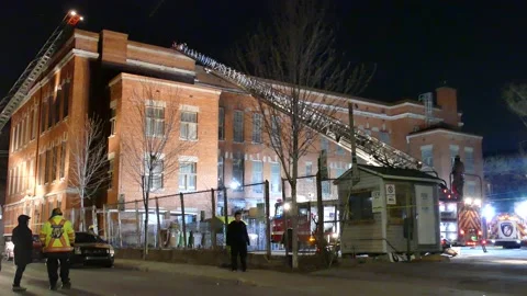 Fire at old building Stock Footage 139664406