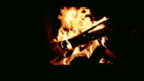 Fire in an open fire place Stock Footage 152924602