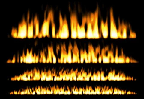 Fire or fire lines isolated on black background, fire elements, fire frame Stock Illustration