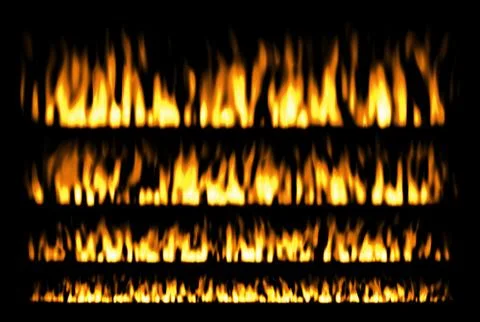 Fire or fire lines isolated on black background, fire elements, fire frame Stock Illustration