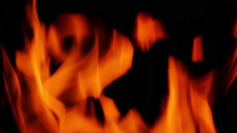 Fire or flames isolated on black background 4k resolution Stock Footage 152589440
