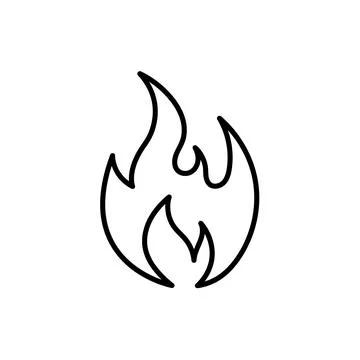 Fire outline thin symbol, dark on white background, logo editable, creative t Stock Illustration