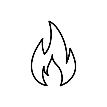 Fire outline thin symbol, dark on white background, logo editable, creative t Stock Illustration