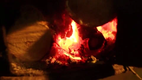 Fire in the oven Stock Footage 147084258