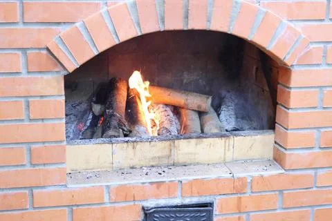 Fire in the oven Stock Photos