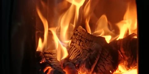 Fire in the oven. Slow motion. Stock Footage 235788230
