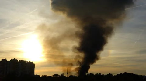 The fire over the city, time lapse Stock Footage 67943667