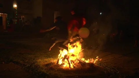 Fire. Pagan traditions. Rites. Stock Footage 77946408